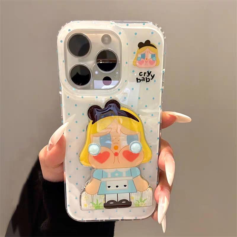 Polka dot crying baby bracket is suitable for iPhone17promax mobile phone case, Huawei p80 double-layer imd magnetic protective case.