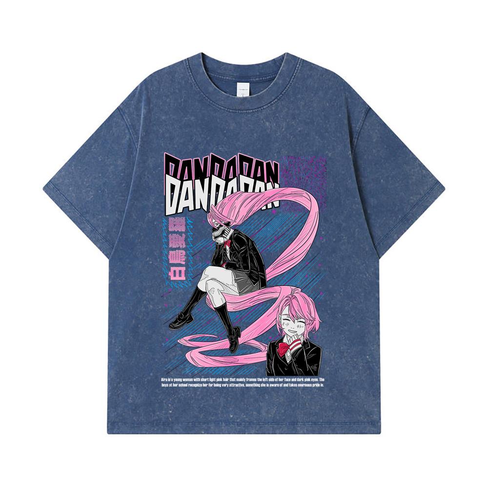 275 GSM Washed T-shirts 100% Cotton Dandadan V2 Aira Print Unisex Heavy Cotton T Shirt