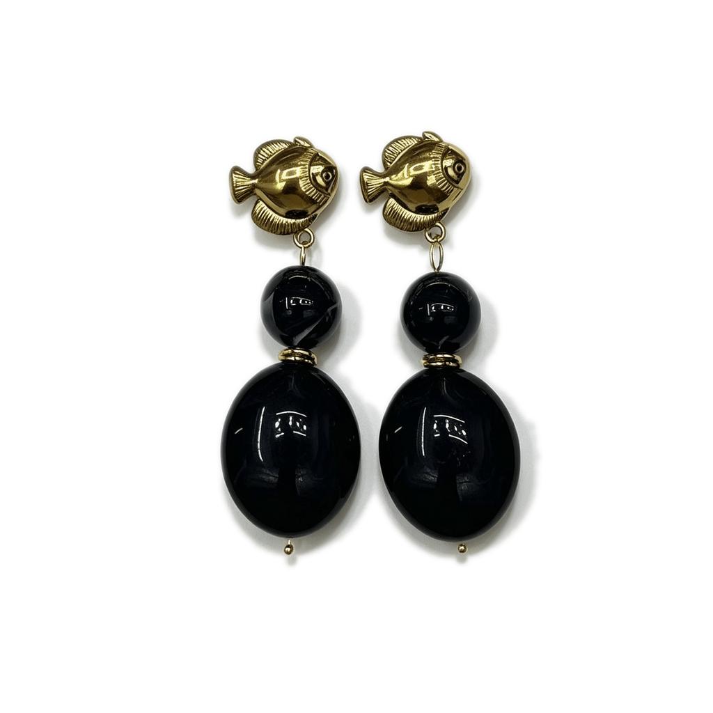 Европейские и американские большие серьги-подвески из нержавеющей стали, ретро модные акриловые серьги, высококачественные ювелирные изделия с маленькими рыбками и камнями