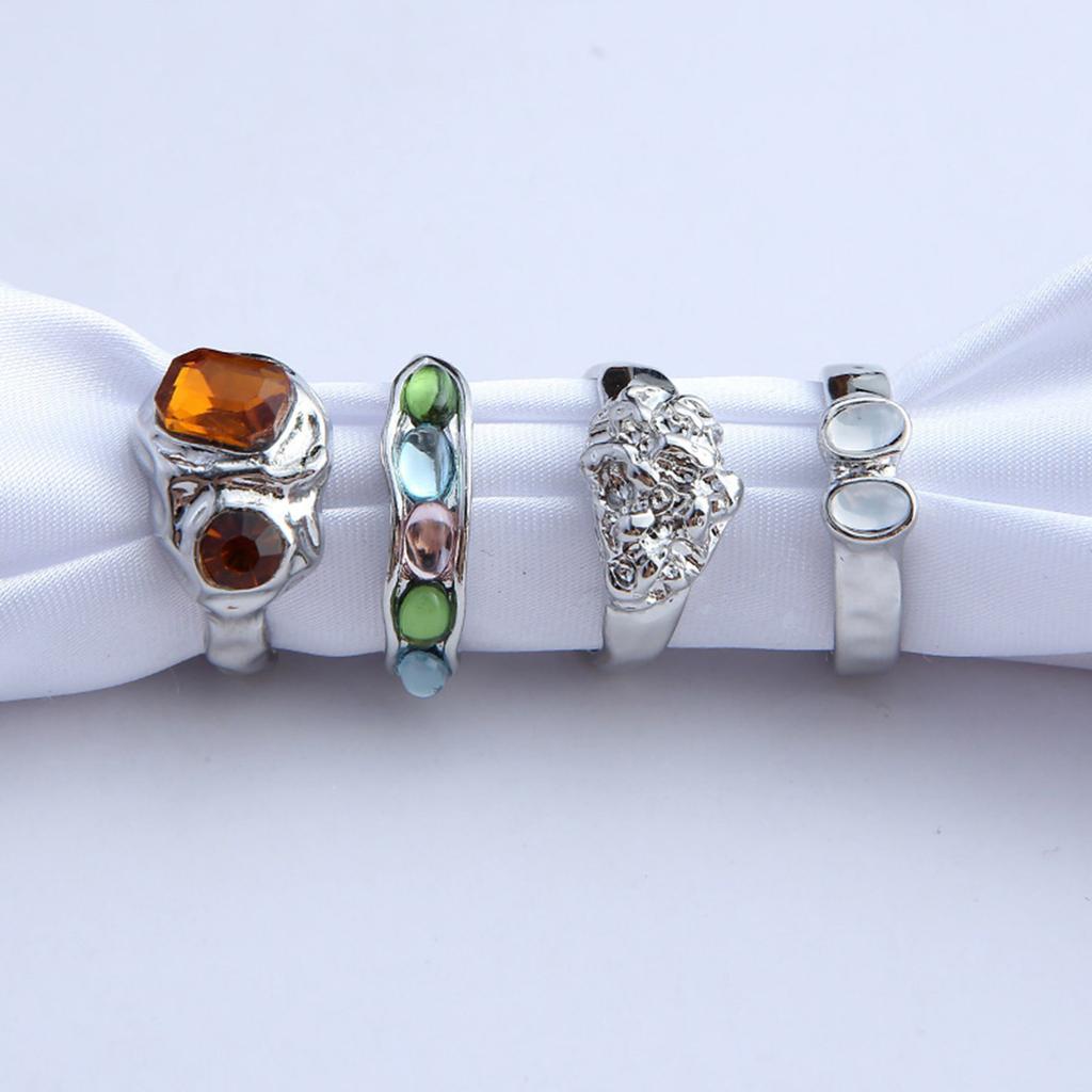 4pcs Colorful Resin Finger Rings Jewelry Set Versatile Resin Rings Set Finger Accessory For Enhancing Any Outfit