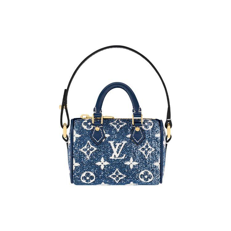 Louis Vuitton Speedy Micro Classic Monogram Джинсовая Сумка-Подушка Чехол для Ключей Кошелек для Монет Супер Мини Женские сумки Синий M00546