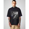 Oversized T-Shirt Black Dinosaur Jungle Scene Print Casual Streetwear Men's Fashion