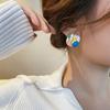 Girl Gift Dripping Oil Girl Stud Earrings Ear Studs Women Square Earrings Korean Style Earrings