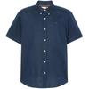 Timberland Men's Short Sleeve Label Cotton Linen Shirt, Dark Sapphire, Size S (TB0A24WG4331)