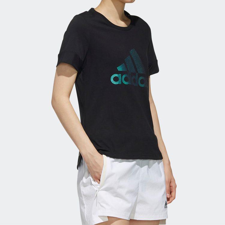adidas Футболки женские черные с круглым вырезом умеренные DY8637