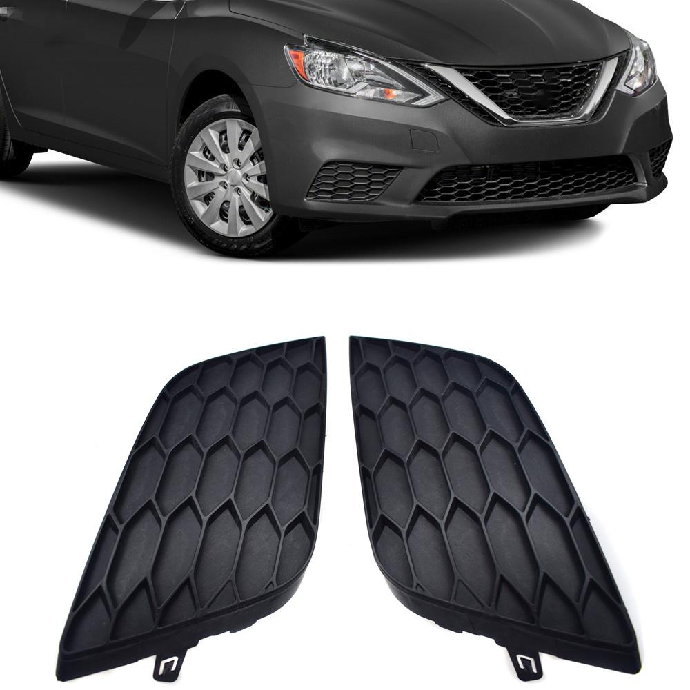 Pair Black Front Bumper Fog Light Cover Grill Insert For Nissan Sentra 2016-2019