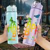 1PC Happy B Letter Butterfly 750ml Color Plastic Sports Water Bottle Leakproof Flip Straw Lid Suitable for Sports Office Home Use