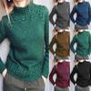 Women Sweater Solid Color Linen Sweater Knitted Turtleneck Sweater