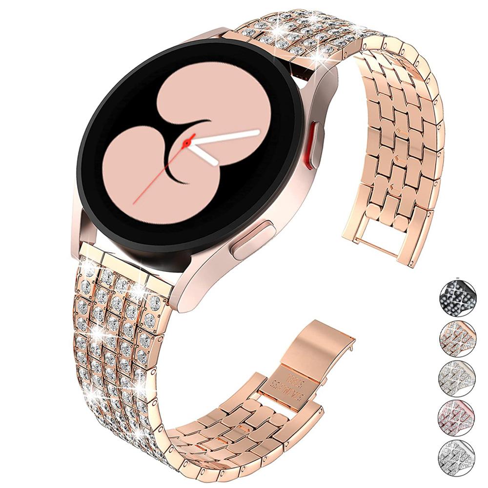 Ремешок 20 мм 22 мм для Samsung Galaxy Watch 4/5/6/pro/classic 43 мм 47 мм 45 мм металлический браслет с бриллиантами correa HUAWEI GT 2e 3 pro ремешок