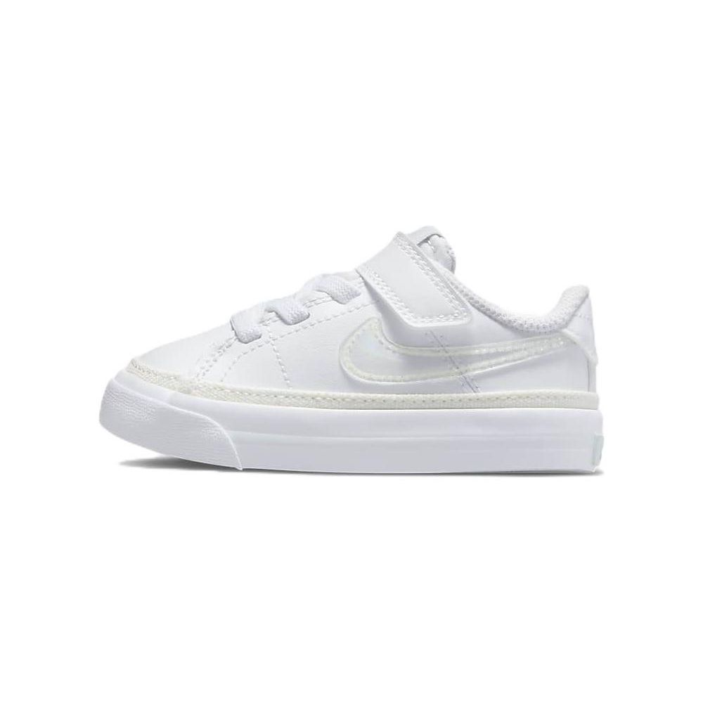Nike Court Legacy TD Leather Non-Slip Shock Absorption Low-Top Sneakers Baby Sneakers White DA5382-114