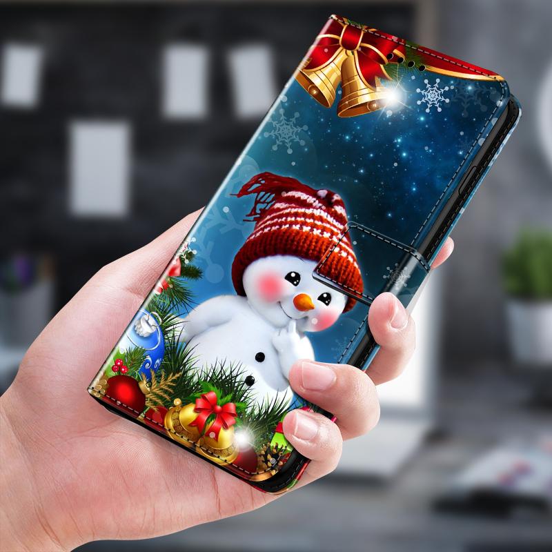 Christmas Flip Case For Motorola Moto G15 / G05 / E15 / G15 Power 4G Wallet Leather Cover With Lanyard Cartoon Wallet Phone Case