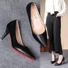 Sexy Fashion Women's Soft Leather Pumps Spring New Thin High Heels New Dress Shoes Ladies Stiletto Black Big Size