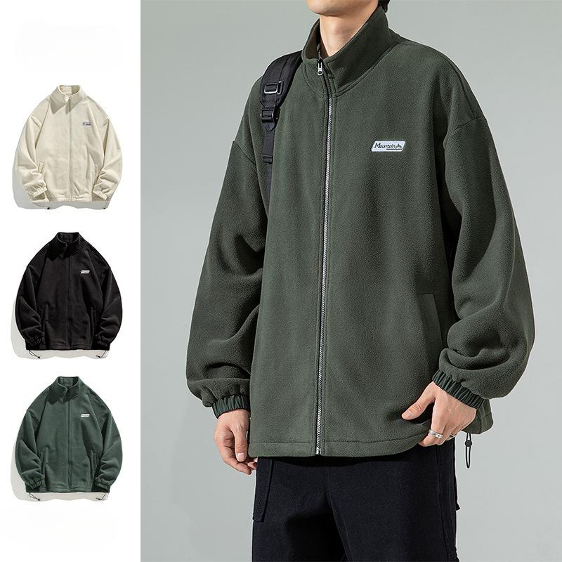 Мужская повседневная флисовая куртка, мужская зимняя свободная, универсальная и красивая куртка с воротником-стойкой