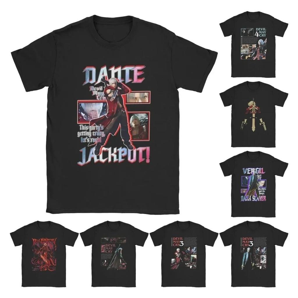 Dante Devils 3 T-Shirts Men Women Action Game DMC May Cry Hipster Tee Round Collar Short Sleeve T Shirts Big Size Merchandise