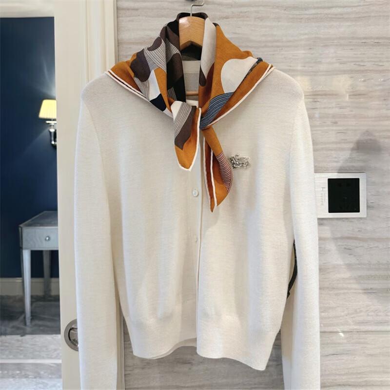 NINA SOLOR Silk Wool Scarf with Little Horse Design