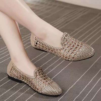 Модные сандалии GKTINOO 2025 Лето Новые из Натуральной Кожи для Женщин Ручной работы Плетеные Ажурные Плоская Мягкая Подошва Большой Размер Женская Обувь