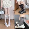 Spring and Summer Thin Satin Lace Bow Women's Hollowed-out Pile Socks Breathable, Sweet and Simple Ballet-style Thigh-high Socks