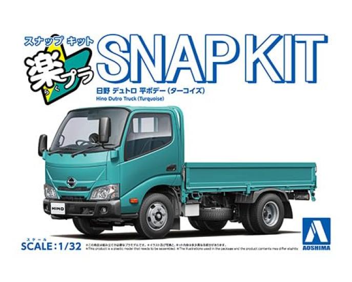 Aoshima Bunka Kyozai Rakupura Snap Kit Hino Dutro Бортовой Грузовик Масштабная Пластиковая Модель Набор ООО. (АОСИМА) нет. 23-TE (бирюзовый) 1/32 Предварительно окрашенный
