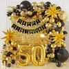 119Pcs 50Th Birthday Decoration For Men & Women, Happy 60Th Birthday Banner Balloons Arch Kit, Black And Gold 40Th Balloons Set