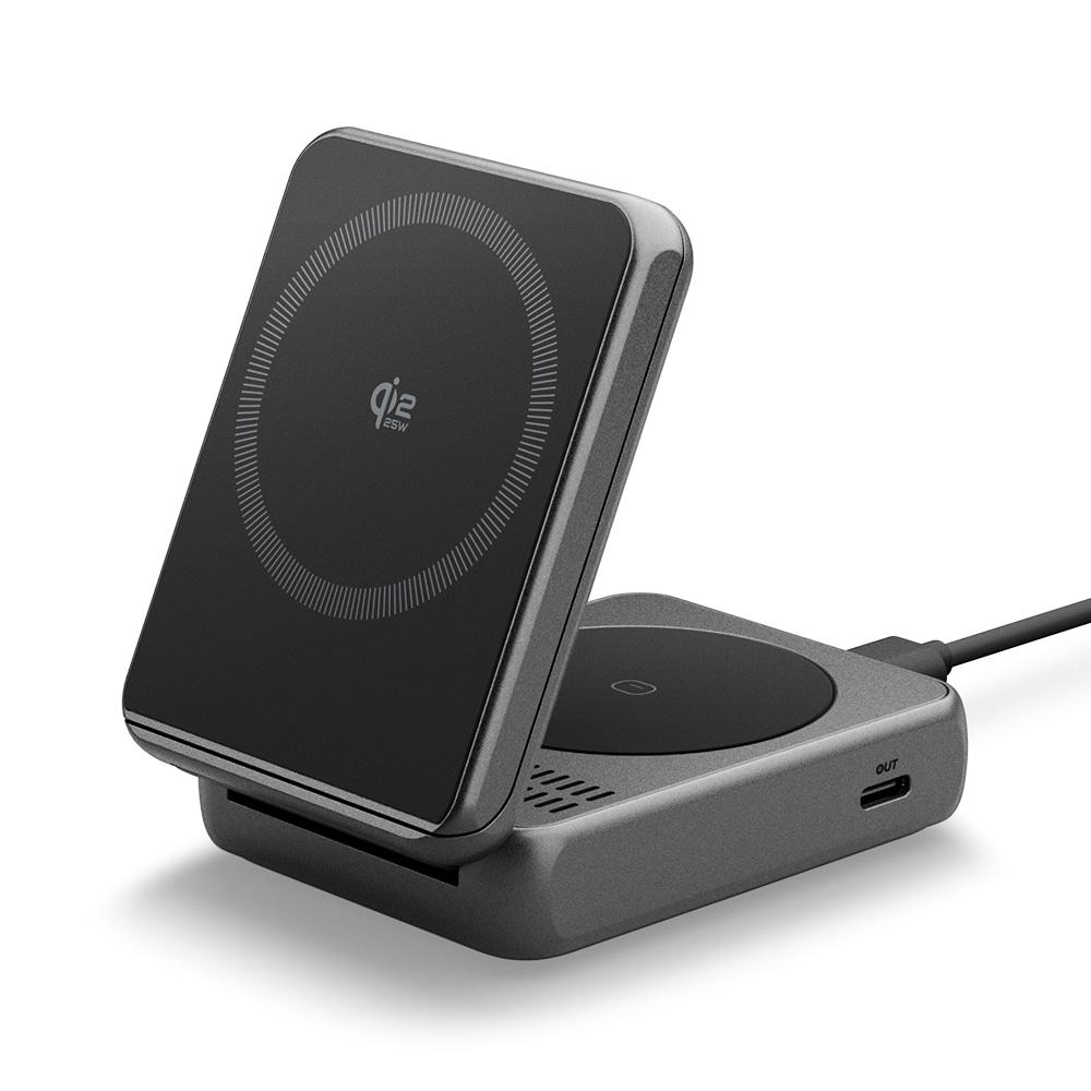 Spigen Основная складная MagSafe беспроводная зарядная подставка 2-в-1 EF302MOQ Qi2.2 25 Вт