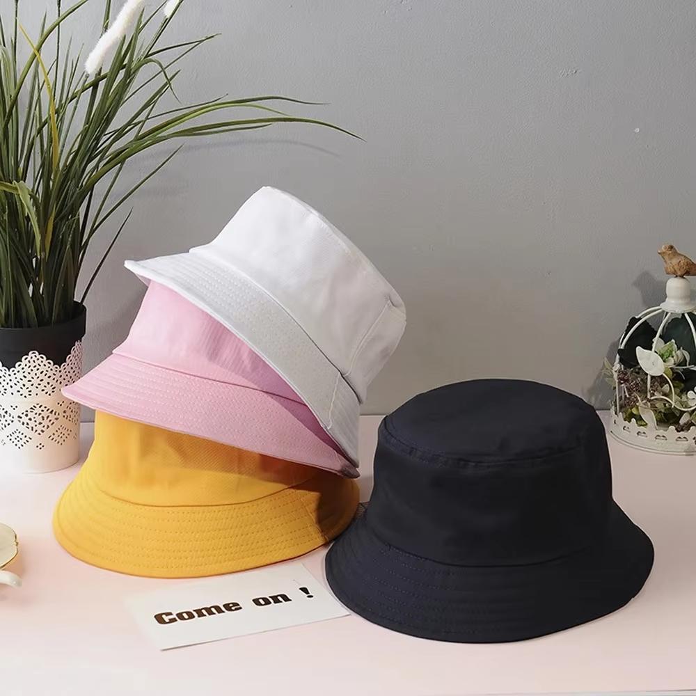 Unisex Cotton Bucket Hat Women Summer Sunscreen Panama Hat Men Pure Color Sunbonnet Fedoras Outdoor Fisherman Beach Cap