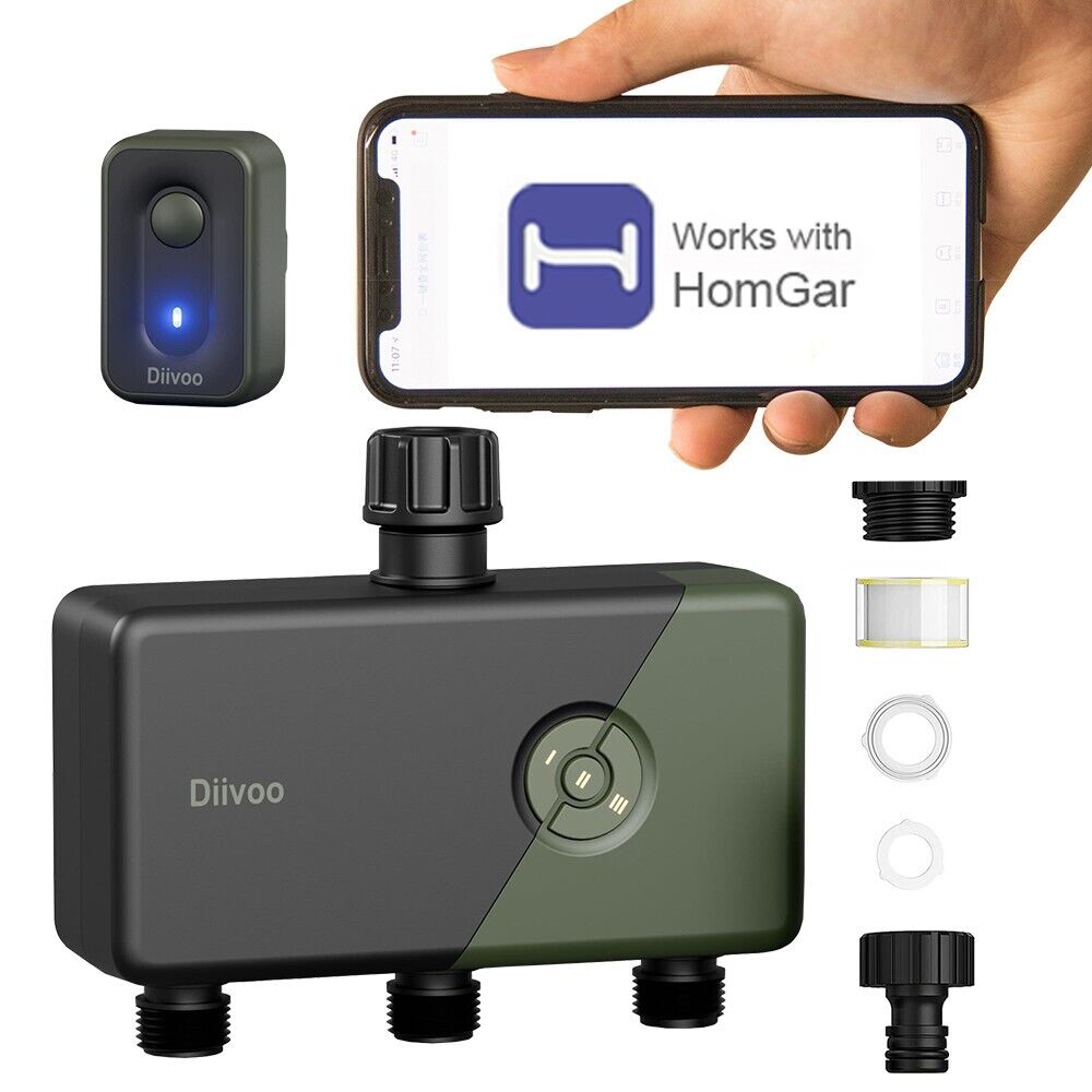 Diivoo Интеллектуальный таймер спринклера Wi-Fi на 1/2/3 зоны с системой капельного орошения для внутреннего и наружного использования