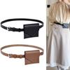 Solid Color Belt Envelope Waist Bag PU Small Card Bag Elegant Women Waist Bag  Women