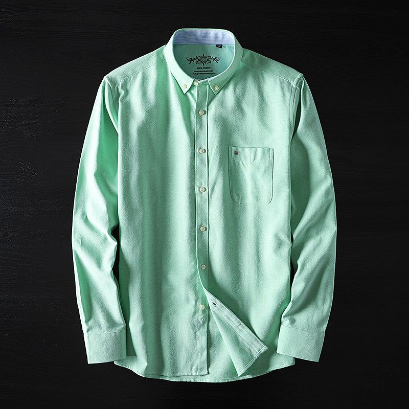 Oxford Fabric Long-Sleeved Japanese and Korean Style Shirt