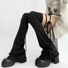 Женские модные гетры Весенние Тонкие Чехлы на Стопу Длинные Чулки Для Девочек в Стиле JK Однотонные Выше Колена На Шнуровке До Бедра Носочки для Ног