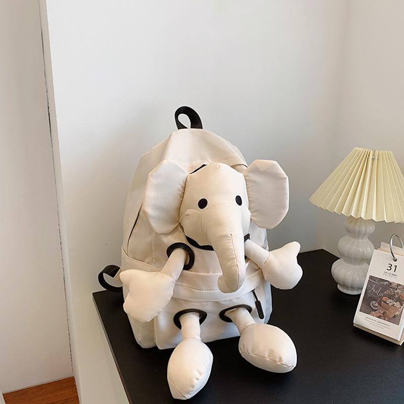 Cartoon Elephant Doll Backpack Female Large Capacity Student Backpack Female Travel Bag Doll