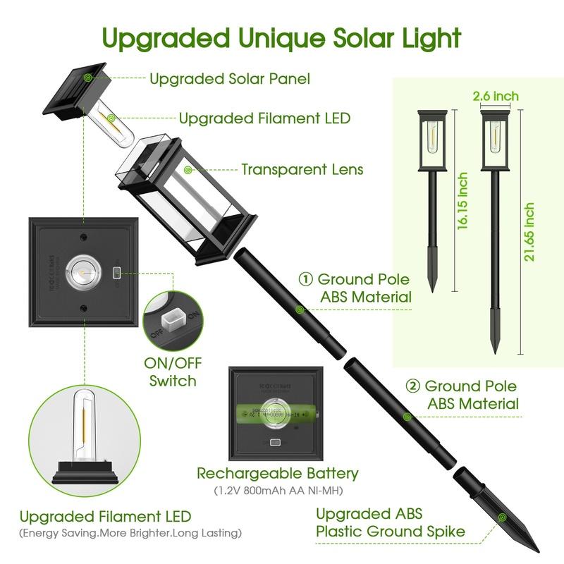 6 Pack Solar Pathway Lights Outdoor, Upgraded Solar Lights For Outside, Auto On/Off Solar Landscape Path Lights