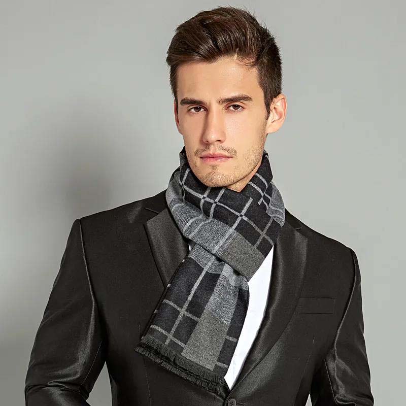 Осенние и зимние мужские шарфы, толстый теплый шарф для молодых мужчин среднего возраста