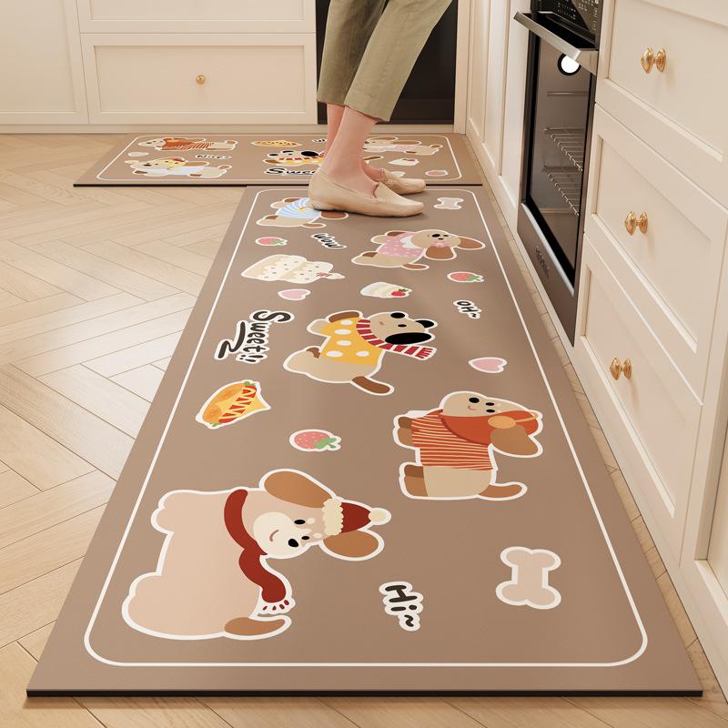VIIKAMA Cartoon Cute Rug Water Absorbent and Slip-Resistant for Kitchen, Laundry Room, Dining Room, Footpad for Home Decoration
