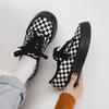 Черно-белые клетчатые парусиновые туфли женские модные новые кеды весенние туфли на платформе с увеличением роста туфли с большой головой милые туфли
