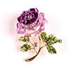 Rose Flower Brooch Green Leaves Rhinestone Oil-Dripping Vintage Sparkling Gift Elegant Business Suit