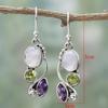 Charm gift Dangle  Hook Multi-Gemstone Moonstone Earrings Amethyst Ear Stud Peridot