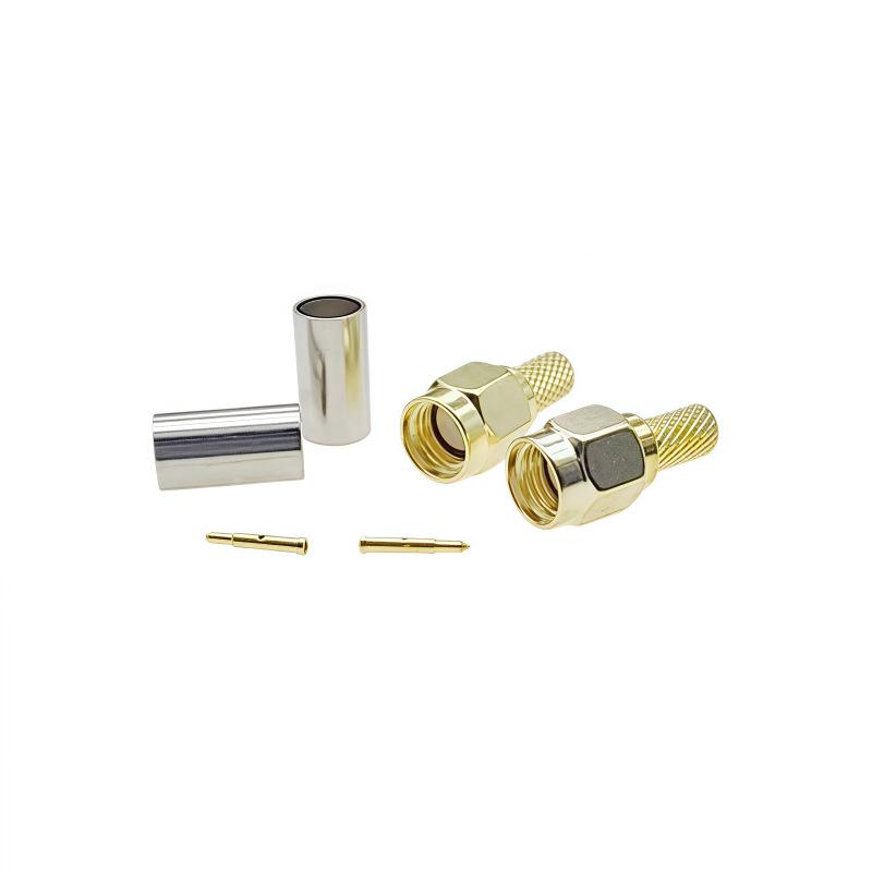 Позолоченный медный обжимной SMA-разъем типа "папа" для кабелей 50-3/RG58/LMR195/RG142