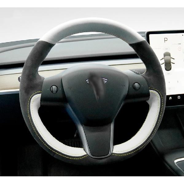 Для Tesla modelS model X Model 3 DIY кожаный замшевый чехол на руль, чехол на колесо автомобиля, интерьер