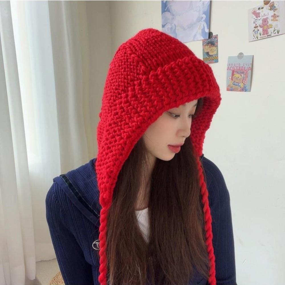Warm Woolen Cap Thickened Beanie Hat Trendy Knitted Cap Autumn Winter