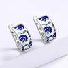 Classic Creative Handmade Blue Enamel Earrings For Ladies Flower Shape Earrings Fashion Party Jewelry Women Earrings
