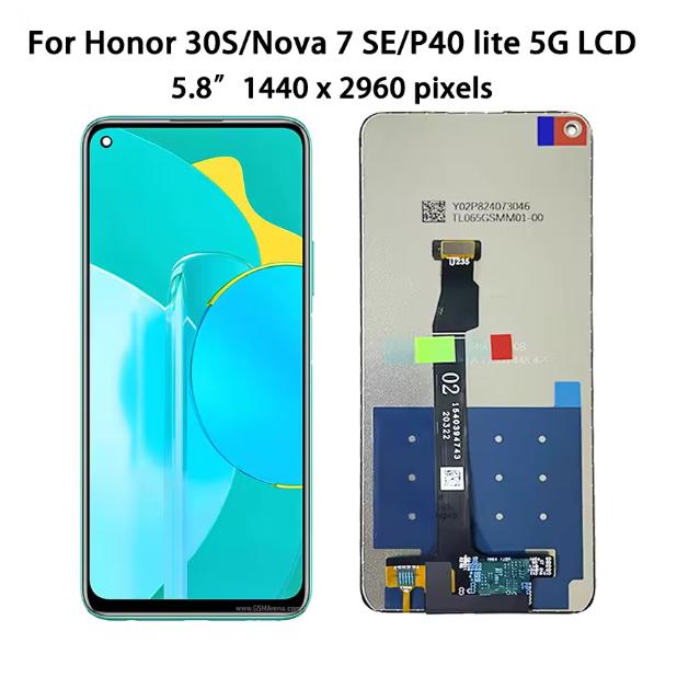 Для Huawei nova 7 SE CDY-AN00 Honor 30S CDY-AN90 P40 Lite 5G CDY-NX9A ЖК-дисплей с сенсорным экраном стеклянная панель в сборе