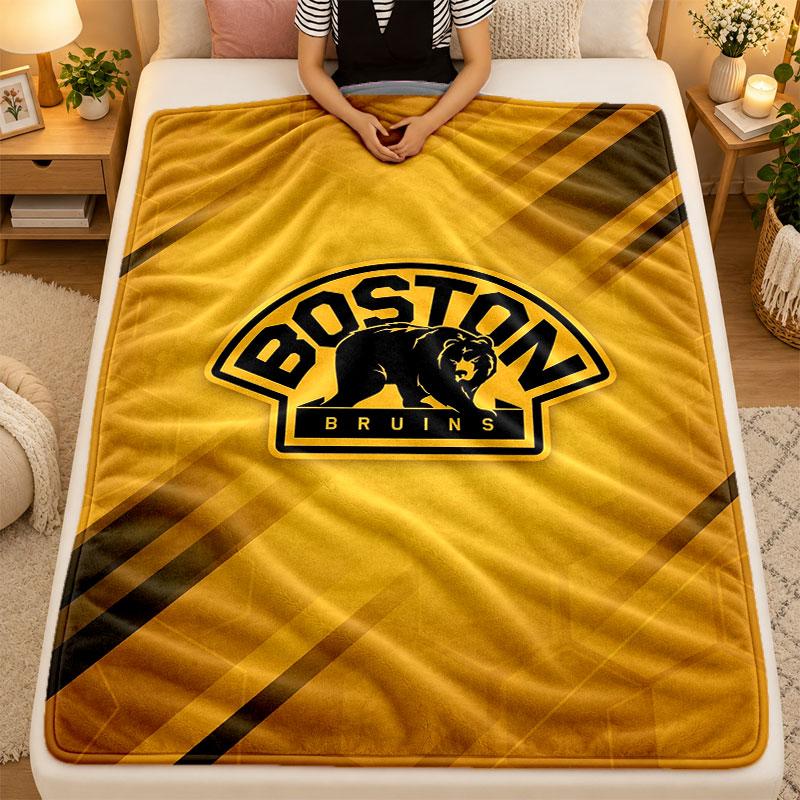 Flannel BlanketBoston Bruins Warm Soft Throw Blanket for Indoor Sofa Bed Living Room Use