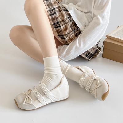 Балетная мечта серебряные спортивные туфли Мэри Джейн женские жемчужные сандалии с бантом 2025 весна-лето