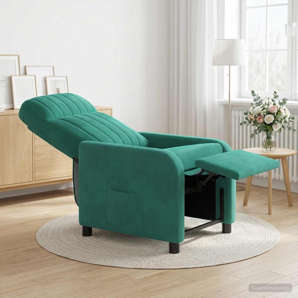 Recliner Chair Turquoise Velvet (V)