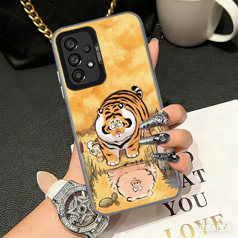 Cartoon Fat Tiger Funny Shockproof Phone Case for Samsung A17 A16 A15 A14 A37 A57 A36 A56 A26 A35 A55 A25 A34 A54 A24 A13 A23 A3