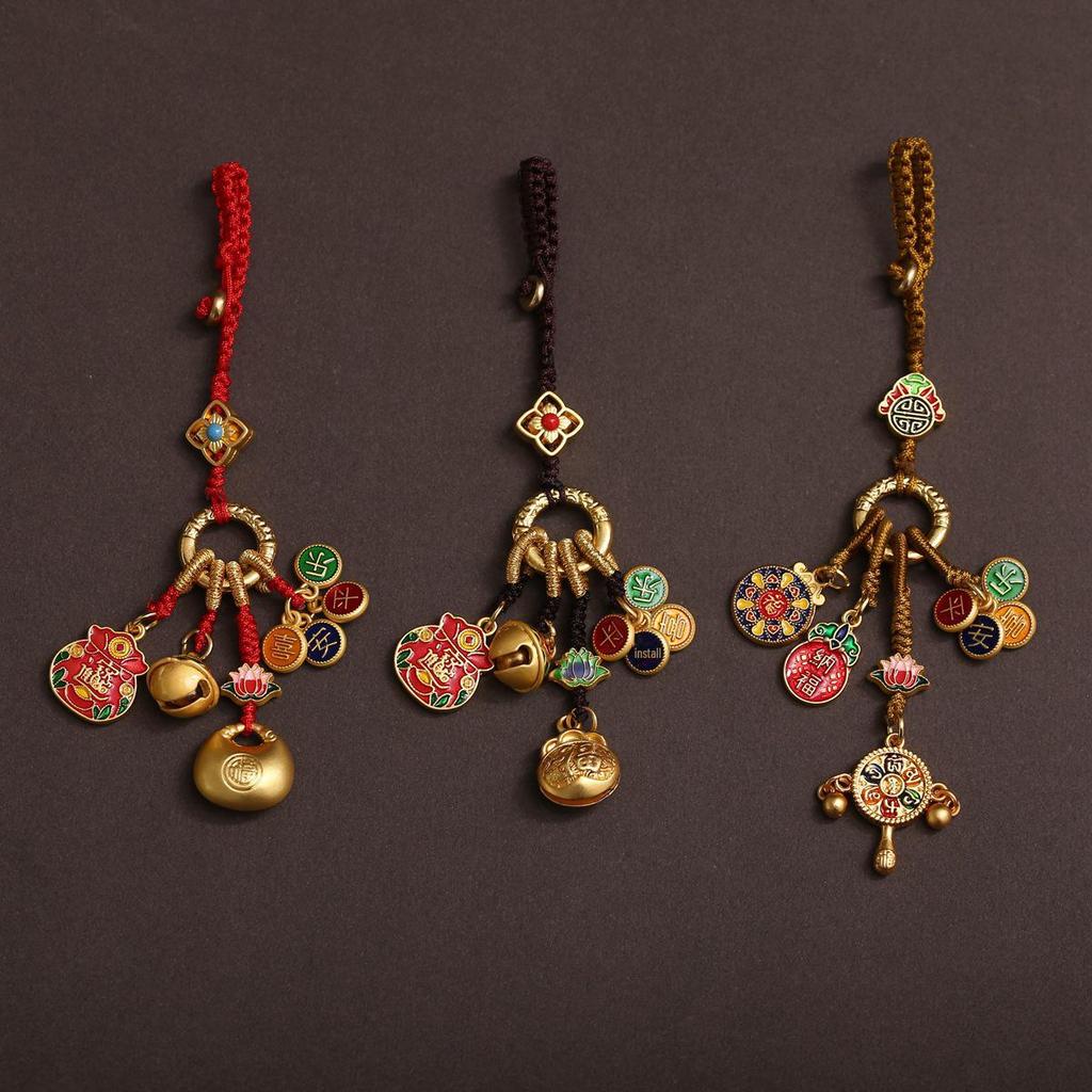 Китайский старинный французский модный брелок с предсказанием судьбы и сплетенным вручную мешочком для благословения