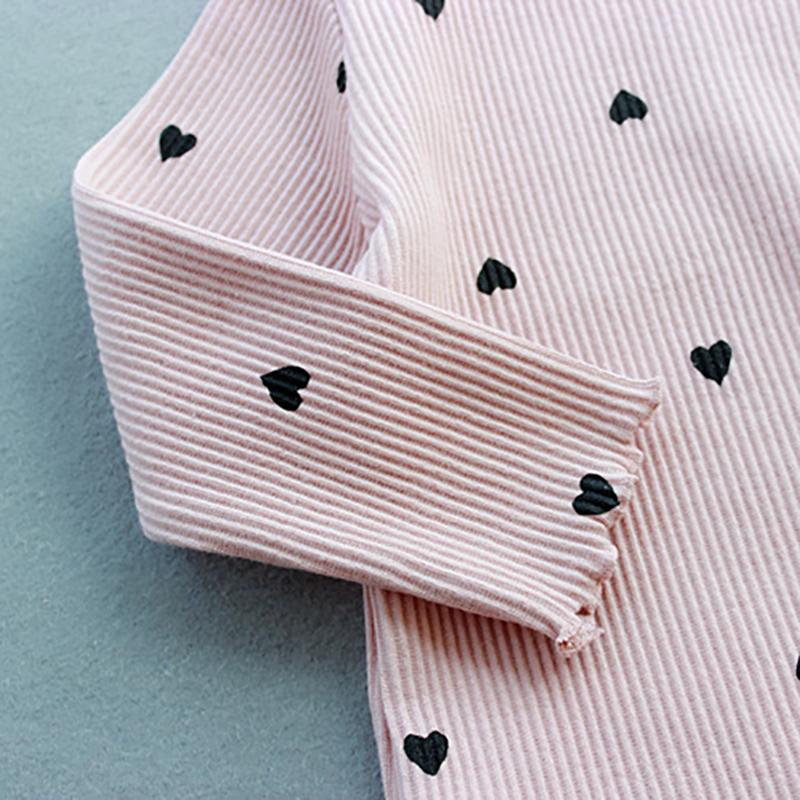 Детская одежда в форме сердца с мультяшным принтом для девочек, однотонная футболка с длинными рукавами, топы