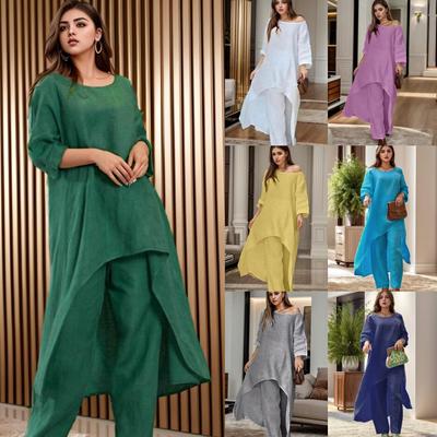 Tooxika, новый топ с длинными рукавами нестандартной формы из хлопка и льна, широкие брюки, повседневный однотонный комплект