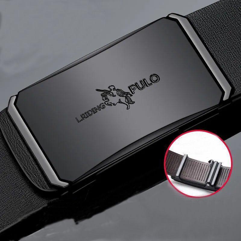 PULO Belt Men's Genuine Leather Automatic Buckle Trouser Belt Casual Personality