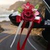 Ribbon Bow Wedding Decor Simulation Rose Car Decoration Artificial Rose  Door Handle